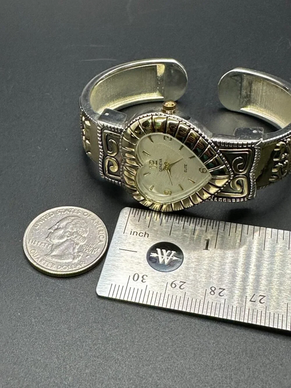 Geneva Elite Hinged Quartz Watch.  New Battery